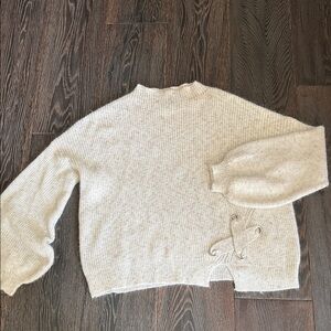 Cozy Cream Sweater with X  Detail